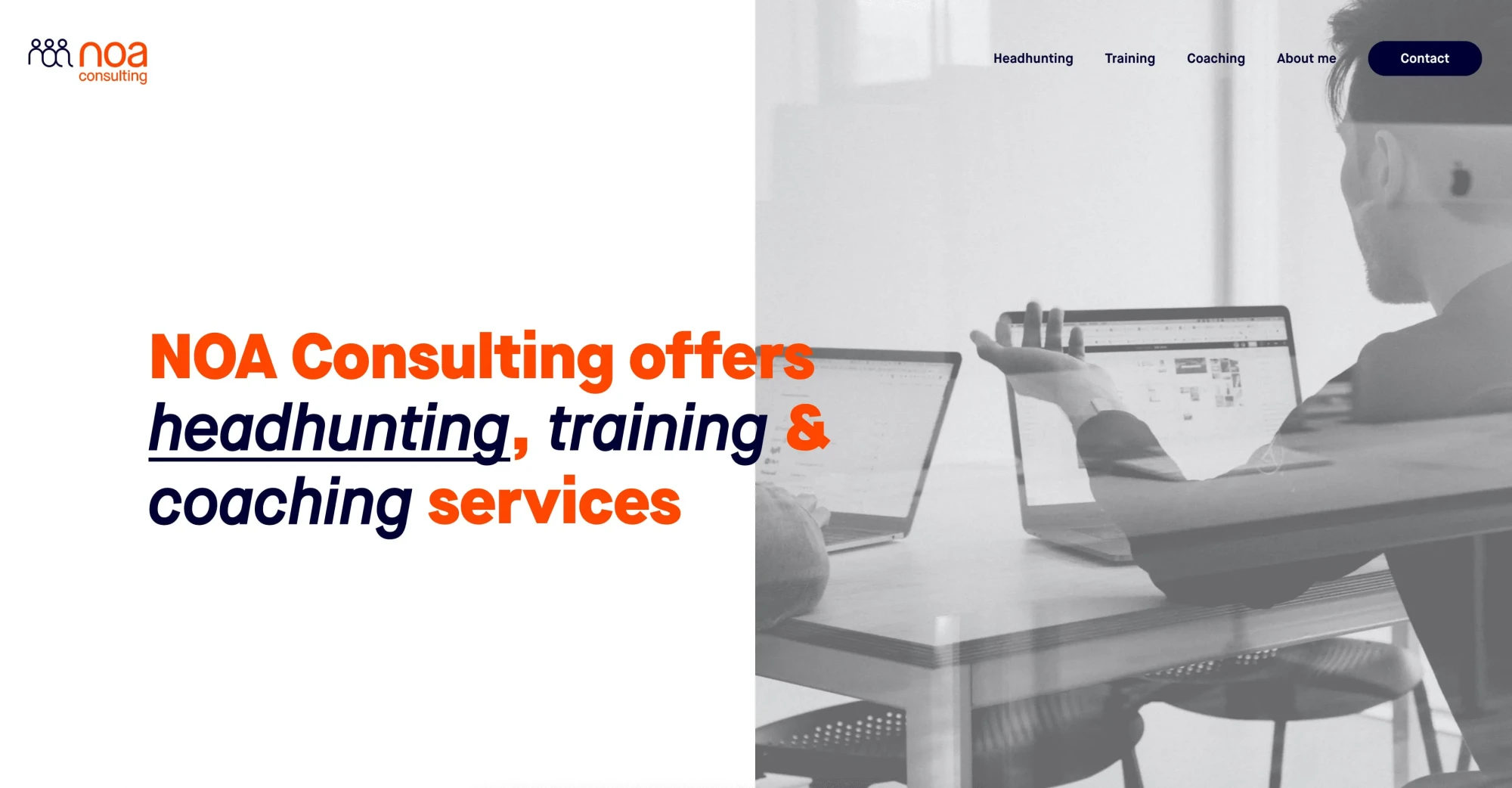 Page d'accueil avec les services